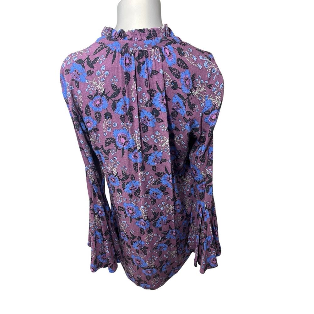 Free People Women’s Small Magic Mystery Purple Blue Floral Tunic Top Boho Y2K - Picture 2 of 9
